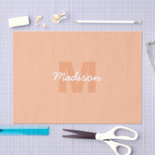 Papier Mousseline Couleur pêche pastel cool avec nom de monogramme p