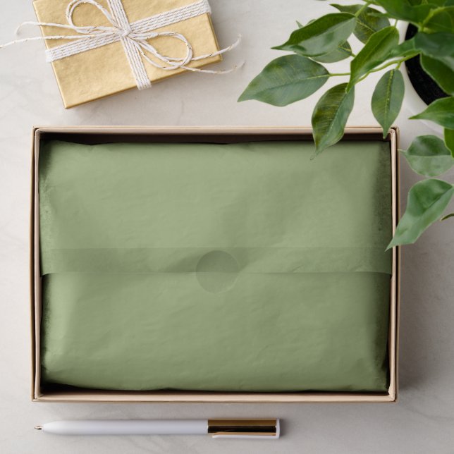 Papier Mousseline Couleur unie vert olive sauge  (Cadeau)