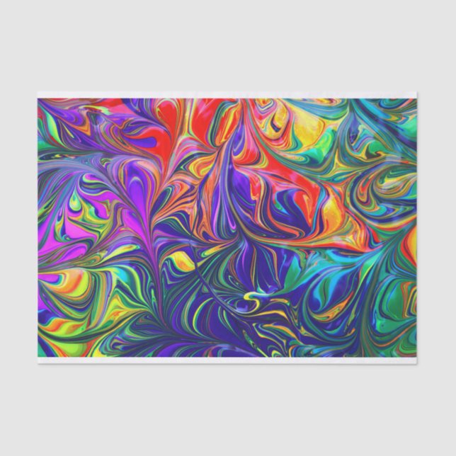 Papier Mousseline Couleurs arc-en-ciel Neon Swirls (Recto)