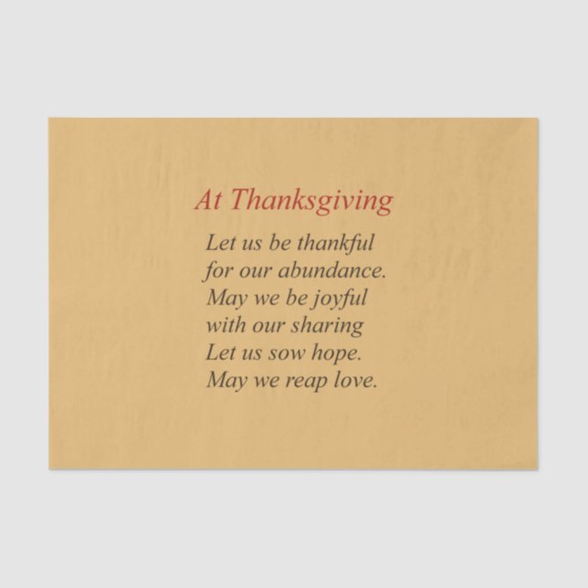 Papier Mousseline Couleurs d'automne Thanksgiving Poem (Recto)