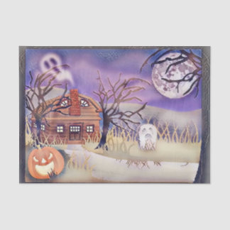 Papier Mousseline Couleurs de chute vintage automne citrouilles aqua