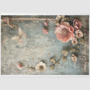 Papier Mousseline Couleurs poussiéreuses, shabby chic, floral en lam