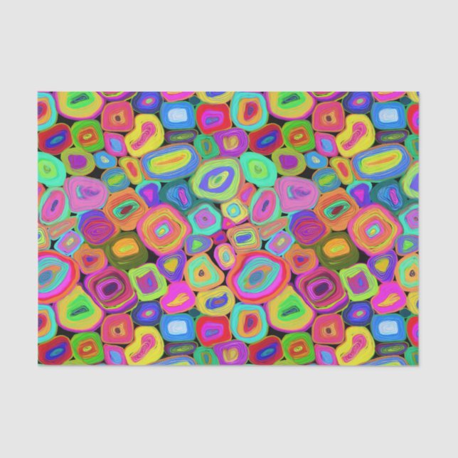 Papier Mousseline Couleurs vives Cercles Abstraits funky (Recto)