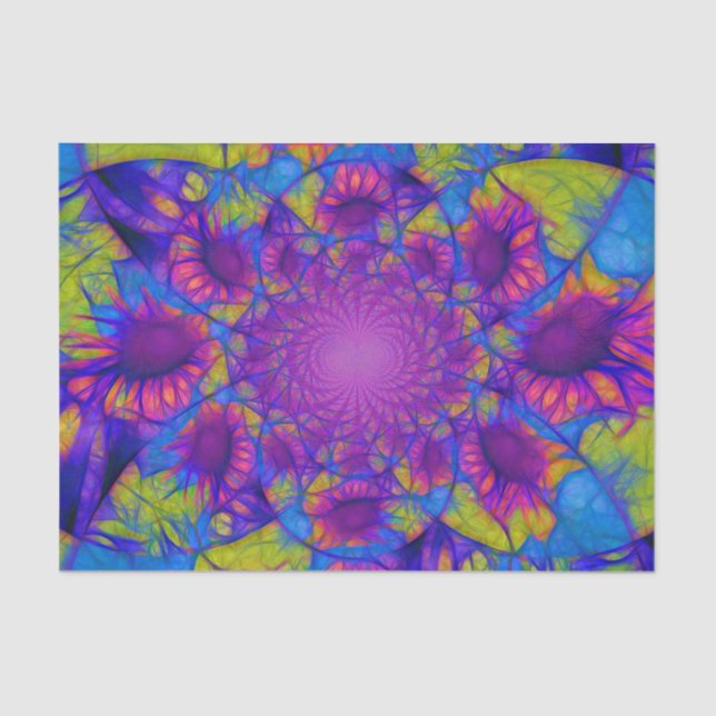 Papier Mousseline Coupage Abstrait jaune bleu pourpre des tournesols (Recto)