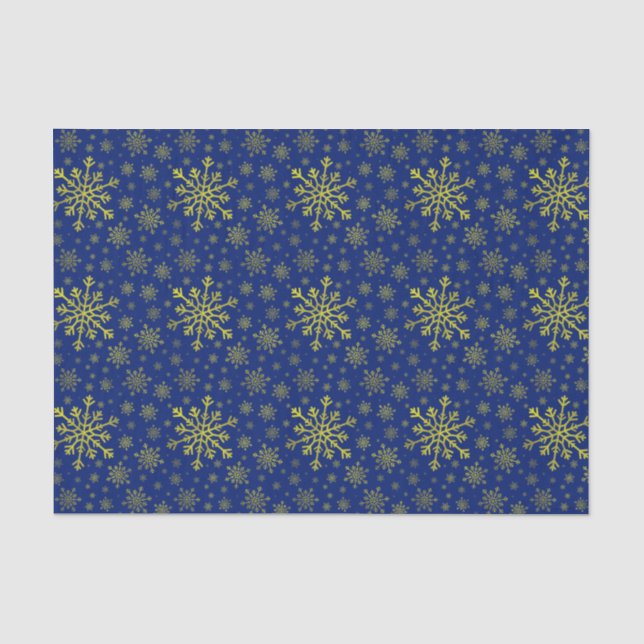 Papier Mousseline Coupe de neige Jaune sur Blue (Recto)