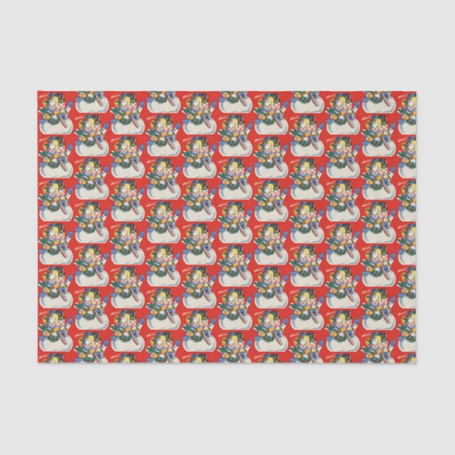 Papier Mousseline couple de neige de Noël rétro (Recto)