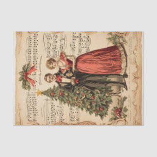 Papier Mousseline Couple de Noël de style vintage sur partition