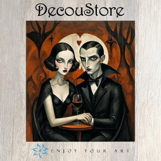 Papier Mousseline Couple de vampires gothiques avec découpage de ver