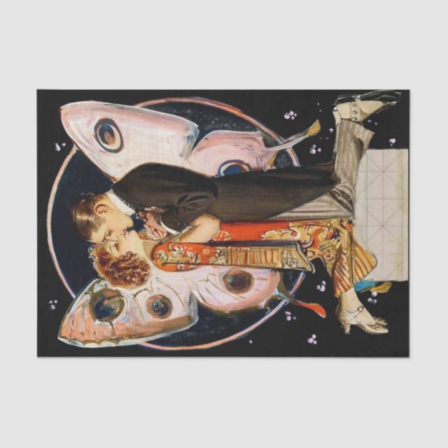Papier Mousseline "Couple papillon" de FX Leyendecker (Recto)