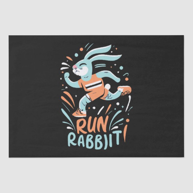 Papier Mousseline courir lapin marathon coureur lapin mignon (Recto)