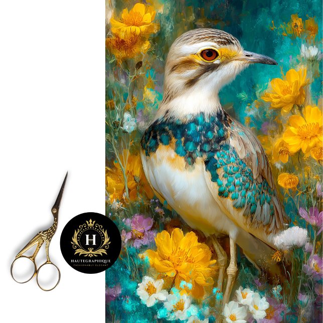 Papier Mousseline Courlis australien et découpage Fleur sauvage (Créateur téléchargé)