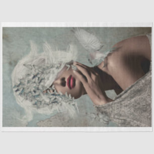 Papier Mousseline Couronne d'ailes Portrait Papillons Femme Oiseau