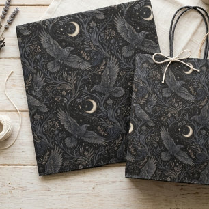 Papier Mousseline Couronne de corbeau et motif de lune croissante de