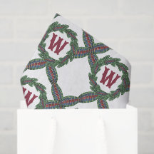 Couronne de monogramme de Noël à carreaux classiqu