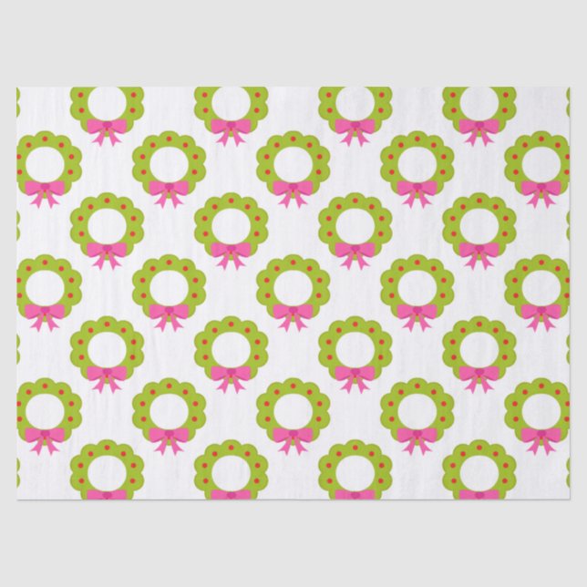 Papier Mousseline Couronne de Noël – Dessin de vacances à nœud rose (Recto)