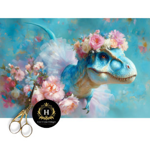 Papier Mousseline Couronne florale découpée Ballerine T-Rex Bleu