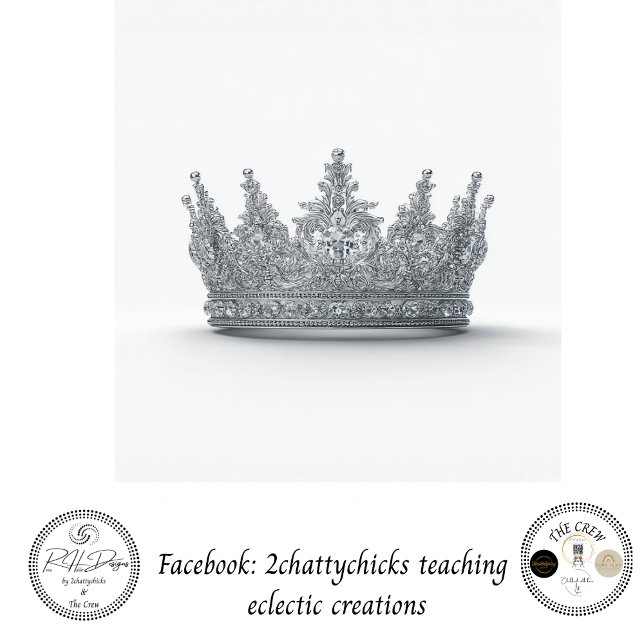 Papier Mousseline Couronne ornée argent découpage diamants (Créateur téléchargé)