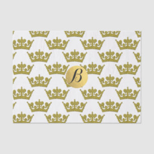 Papier Mousseline Couronnes de monogramme royal pailletées or élégan