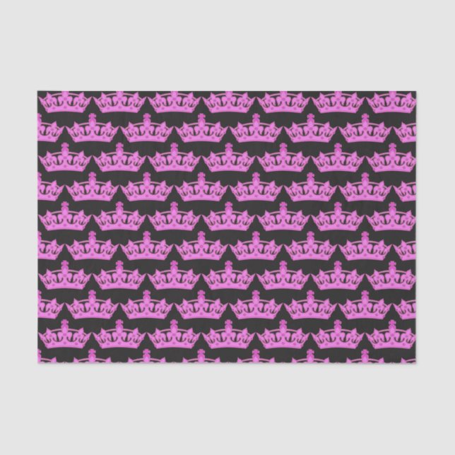 Papier Mousseline Couronnes roses Motif Noir (Recto)