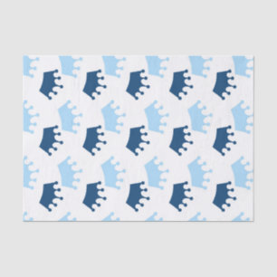 Papier Mousseline Couronnes royales bleues baptême de bébé princesse