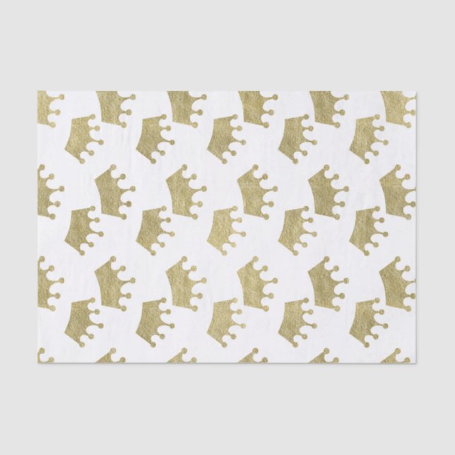 Papier Mousseline Couronnes royales dorées Fée princesse Baby Shower (Recto)