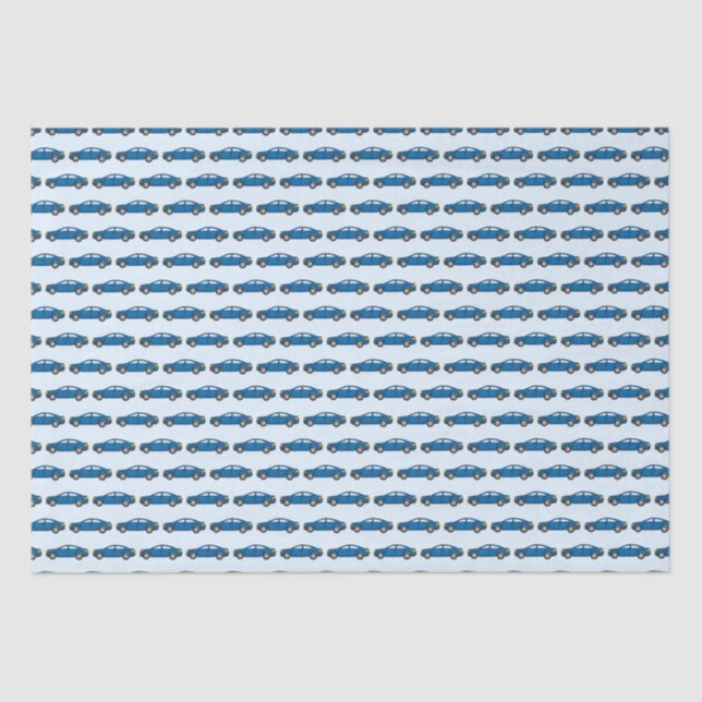 Papier Mousseline Course Voitures Course Retro Bleu Anniversaire Enf (Recto)