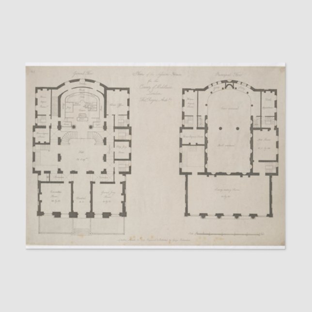 Papier Mousseline Court Room Detail London UK Diagram Decoupage (Recto)