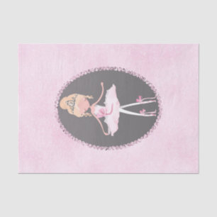 Papier Mousseline Couture rose et gris Ballerina Anniversaire