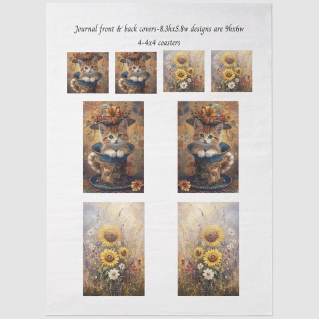 Papier Mousseline Couverture de journal Chat dans une tasse & Tourne (Recto)