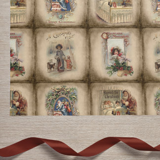 Papier Mousseline Couvertures de livres de Noël rustiques victoriens