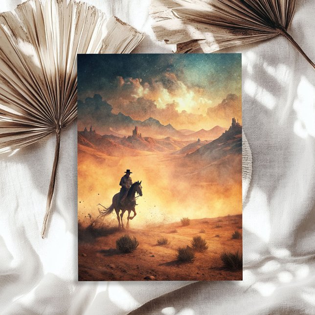 Papier Mousseline Cow-boy de l'Ouest chevauchant un cheval dans la p (Western cowboy riding a horse on the prairie tissue paper)