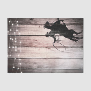 Papier Mousseline Cow-boy Grange en Bois Rustique Pays Fête Far West