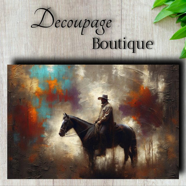 Papier Mousseline Cow-boy Lunatique Découpage (Moody Cowboy Decoupage Tissue Paper)