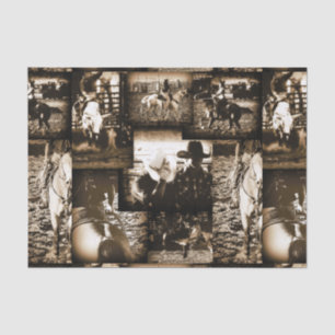 Papier Mousseline Cow-Boys de Rodéo Vintage Country Western Rustique