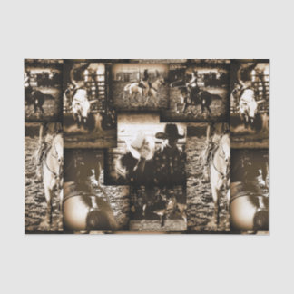Papier Mousseline Cow-Boys de Rodéo Vintage Country Western Rustique