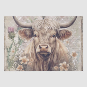 Papier Mousseline Cow Highland Scotland Thistère Aquarelle