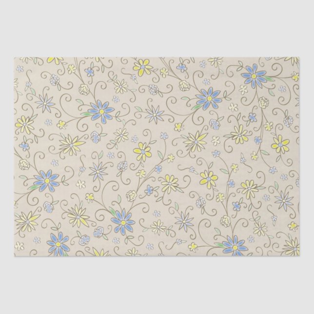 Papier Mousseline Cowboy Baby shower Pays Western Blue Boy (Recto)