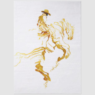 Papier Mousseline Cowboy Doré sur Cheval Cabré