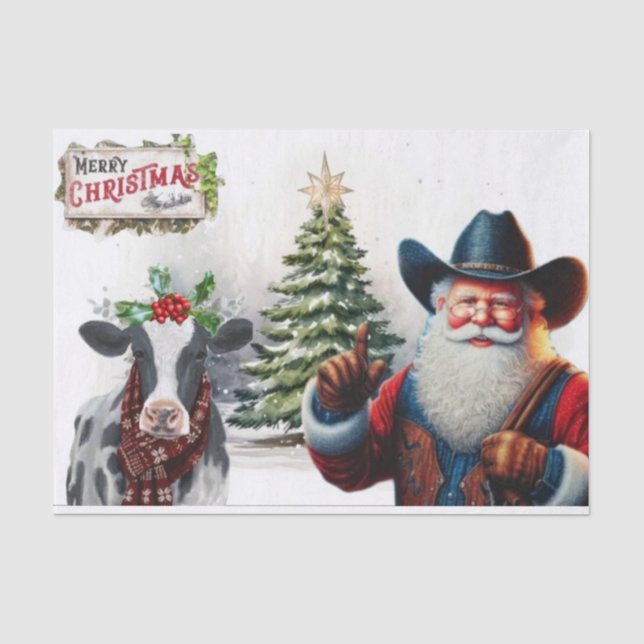 Papier Mousseline Cowboy père Noël (Recto)
