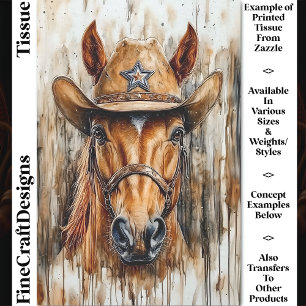 Papier Mousseline Cowboy Sheriff Chesnut Cheval Dans Chapeau DD6 Déc