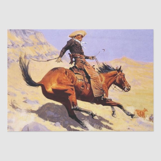 Papier Mousseline Cowboy Western Art par Frederic Remington (Recto)