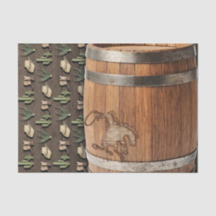 Papier Mousseline Cowboy Western Rodeo en bois Barrel Anniversaire F