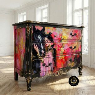 Papier Mousseline Cowgirl Romantique & Cheval Noir Découpage