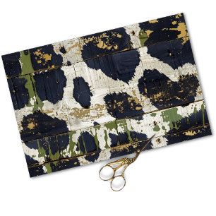 Papier Mousseline Cowgirl Rustic Western Green Cowhide Decoupage