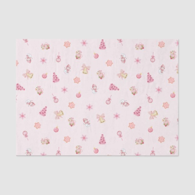 Papier Mousseline Cozy Pink Christmas Pattern (Recto)