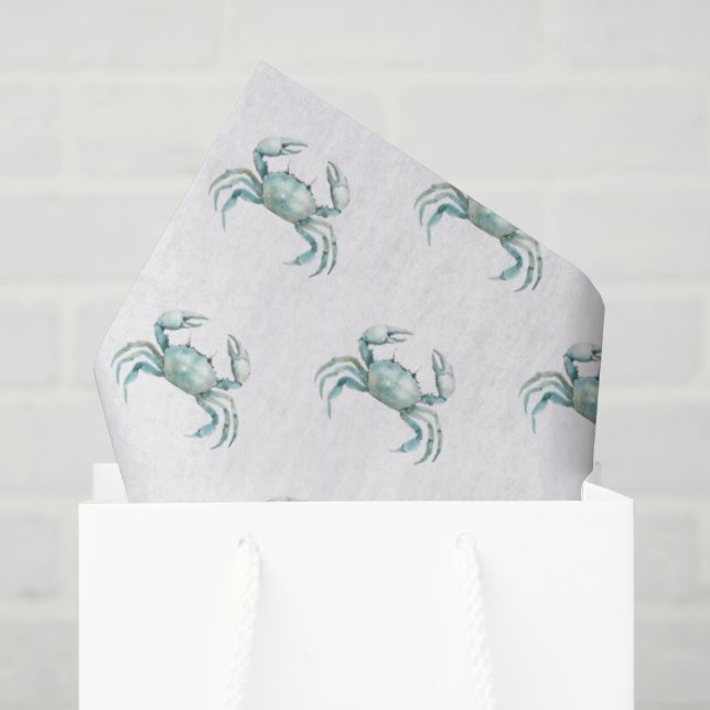 Papier Mousseline Crabe aquarelle côtier (Sac cadeau)