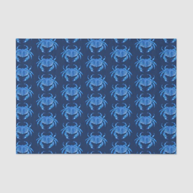 Papier Mousseline Crabe Bleu motif Océan (Recto)