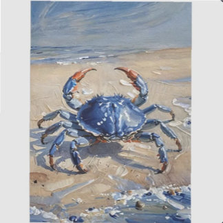 Papier Mousseline Crabe Bleu sur la Plage