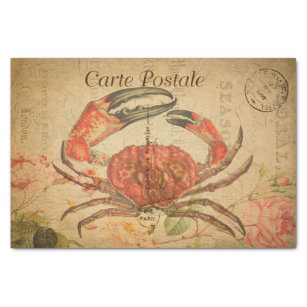 Papier Mousseline Crabe de Tasmanie vintage Fleurs florales Français