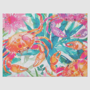 Papier Mousseline Crabes d'aquarelle tropicale colorés